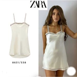 Zara Satin Effect Jewel Dress Size L 8631/338
